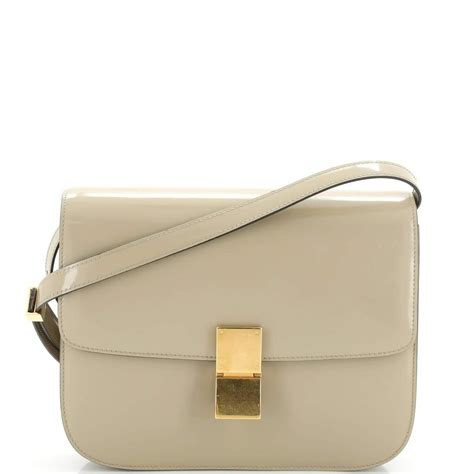 celine box spazzolato flap bag|CELINE Spazzolato Calfskin Medium Classic Box Flap Bag .